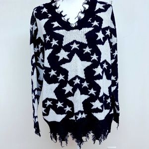 Inner Circle Stars and Fringe Sweater Size L